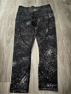 High-Rise Black Speckle Performance Leggings